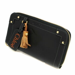 Chloe Zip Around Wallet Leather Black